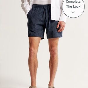 6" Linen blend pull-on short